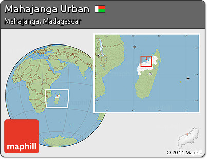 Savanna Style Location Map of Mahajanga Urban, highlighted parent region, within the entire country