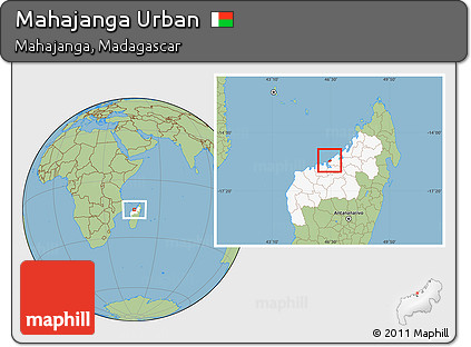 Savanna Style Location Map of Mahajanga Urban, highlighted parent region