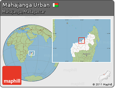 Savanna Style Location Map of Mahajanga Urban, highlighted parent region