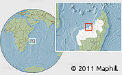 Savanna Style Location Map of Mahajanga Urban, highlighted parent region, hill shading