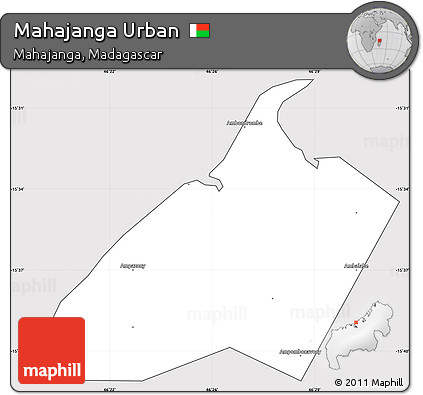 Silver Style Simple Map of Mahajanga Urban, cropped outside