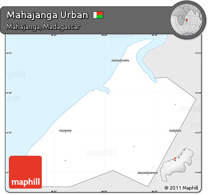Silver Style Simple Map of Mahajanga Urban, single color outside