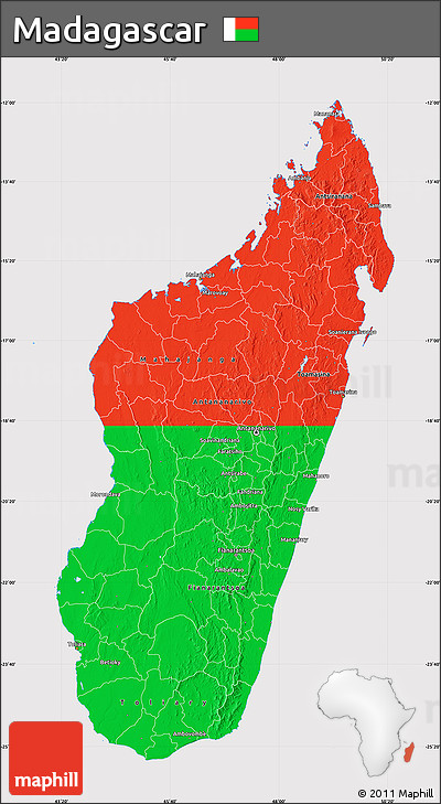 Flag Map of Madagascar, flag centered