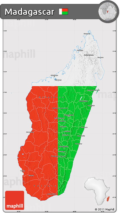 Flag Map of Madagascar, flag rotated