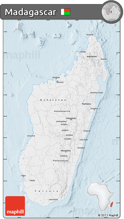 Gray Map of Madagascar, single color outside
