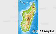 Physical Map of Madagascar, darken, desaturated, land only