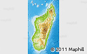 Physical Map of Madagascar, lighten, desaturated, land only