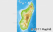 Physical Map of Madagascar, lighten, semi-desaturated, land only