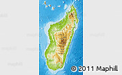Physical Map of Madagascar, political shades outside