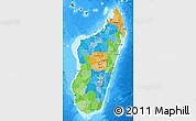 Political Map of Madagascar, darken, semi-desaturated, land only