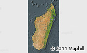 Satellite Map of Madagascar, darken, semi-desaturated