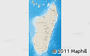 Shaded Relief Map of Madagascar, political outside, shaded relief sea