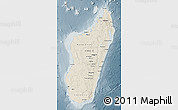 Shaded Relief Map of Madagascar, semi-desaturated