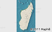 Shaded Relief Map of Madagascar, single color outside, satellite sea