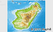Physical Panoramic Map of Madagascar, darken, desaturated, land only