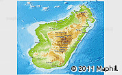 Physical Panoramic Map of Madagascar, lighten, desaturated, land only