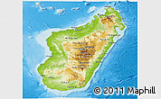 Physical Panoramic Map of Madagascar, lighten, semi-desaturated, land only