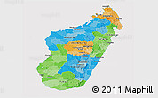 Political Panoramic Map of Madagascar, cropped outside