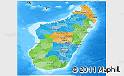 Political Panoramic Map of Madagascar, darken, land only