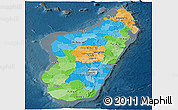 Political Panoramic Map of Madagascar, darken