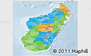 Political Panoramic Map of Madagascar, lighten