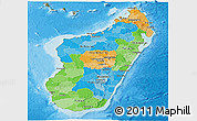 Political Panoramic Map of Madagascar, satellite outside, bathymetry sea