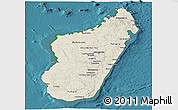 Shaded Relief Panoramic Map of Madagascar, satellite outside