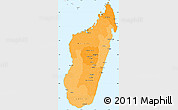 Political Shades Simple Map of Madagascar, single color outside, borders and labels