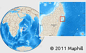 Shaded Relief Location Map of Nosy-Boraha (St. Marie)