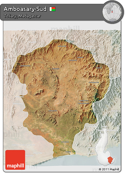Satellite 3D Map of Amboasary-Sud, lighten