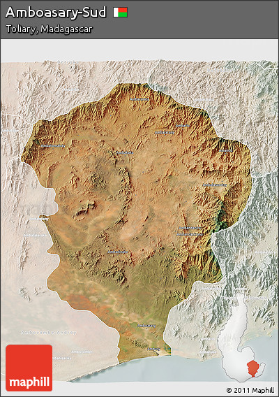 Satellite 3D Map of Amboasary-Sud, lighten
