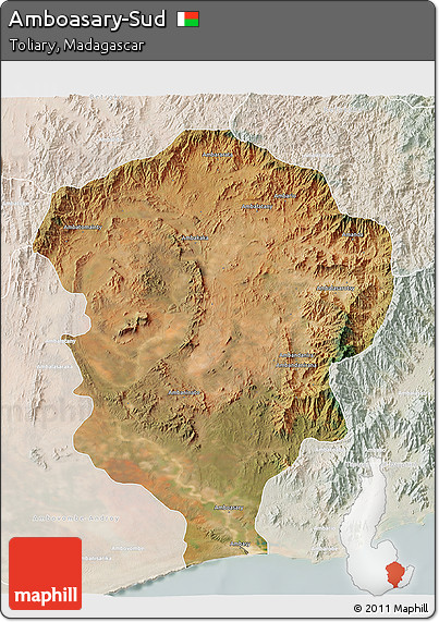 Satellite 3D Map of Amboasary-Sud, lighten