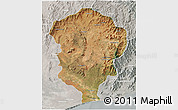 Satellite 3D Map of Amboasary-Sud, lighten, semi-desaturated