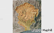Satellite 3D Map of Amboasary-Sud, semi-desaturated