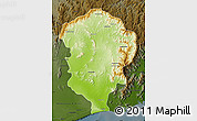 Physical Map of Amboasary-Sud, darken