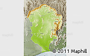 Physical Map of Amboasary-Sud, semi-desaturated