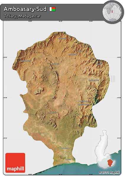 Satellite Map of Amboasary-Sud, single color outside