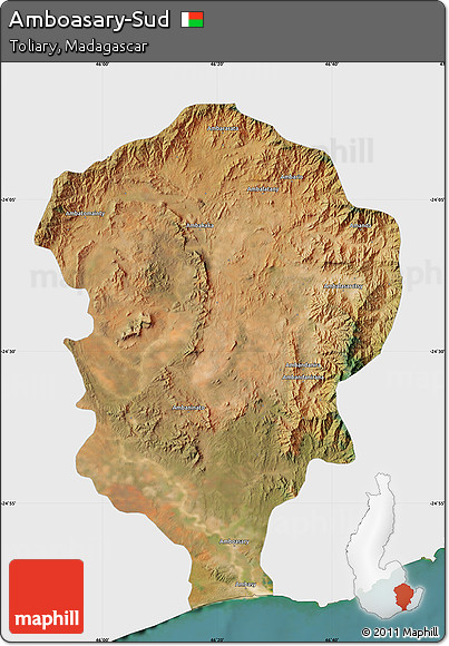 Satellite Map of Amboasary-Sud, single color outside