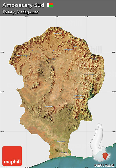 Satellite Map of Amboasary-Sud, single color outside