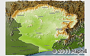 Physical Panoramic Map of Amboasary-Sud, darken