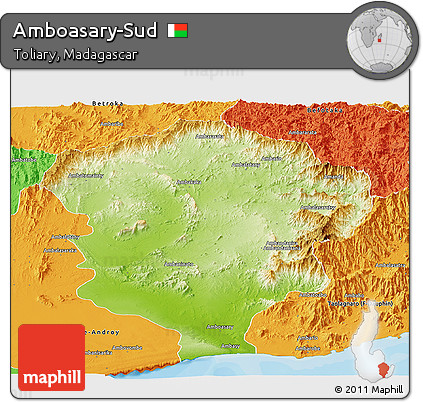 Physical Panoramic Map of Amboasary-Sud, political outside