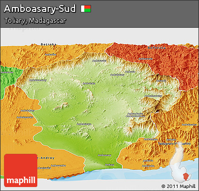 Physical Panoramic Map of Amboasary-Sud, political outside