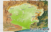 Physical Panoramic Map of Amboasary-Sud, satellite outside