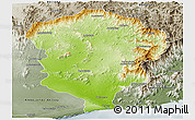 Physical Panoramic Map of Amboasary-Sud, semi-desaturated