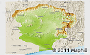 Physical Panoramic Map of Amboasary-Sud, shaded relief outside