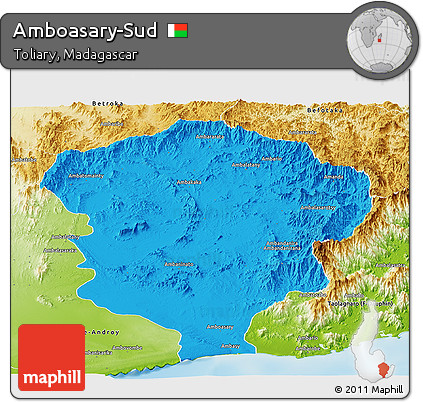 Political Panoramic Map of Amboasary-Sud, physical outside