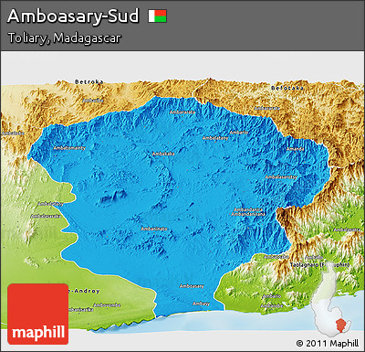 Political Panoramic Map of Amboasary-Sud, physical outside