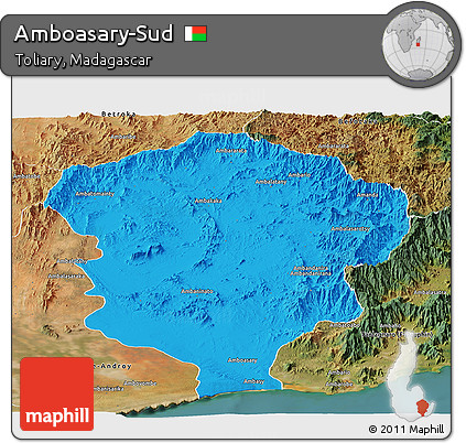 Political Panoramic Map of Amboasary-Sud, satellite outside