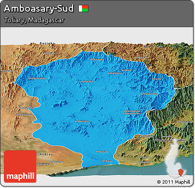 Political Panoramic Map of Amboasary-Sud, satellite outside