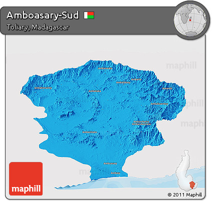 Political Panoramic Map of Amboasary-Sud, single color outside